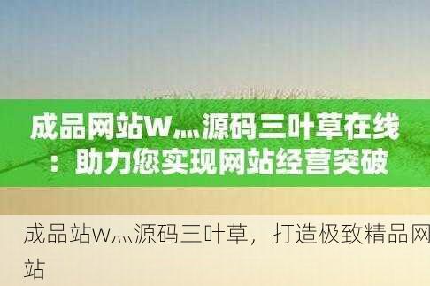 成品站w灬源码三叶草，打造极致精品网站