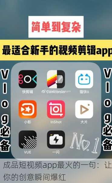 成品短视频app最火的一句：让你的创意瞬间爆红