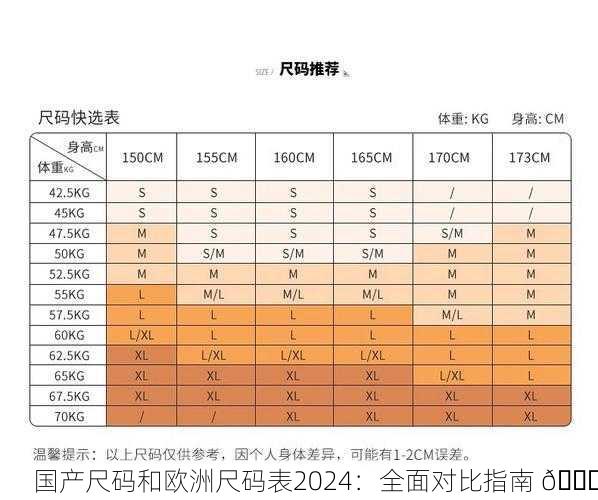 国产尺码和欧洲尺码表2024：全面对比指南 📏