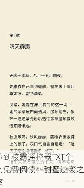 捡到校霸遥控器TXT全文免费阅读：甜蜜逆袭之旅