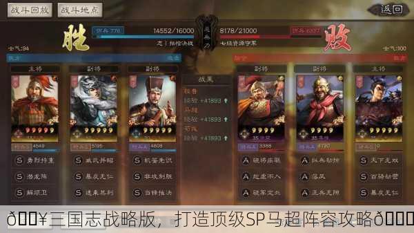 🔥三国志战略版，打造顶级SP马超阵容攻略🚀