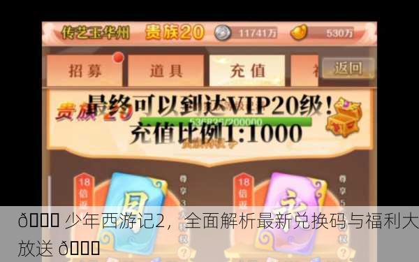 🎉 少年西游记2，全面解析最新兑换码与福利大放送 🎉