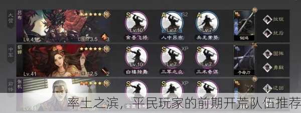 率土之滨，平民玩家的前期开荒队伍推荐