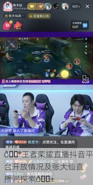 🎮王者荣耀直播抖音平台开放情况及张大仙直播间探索📱