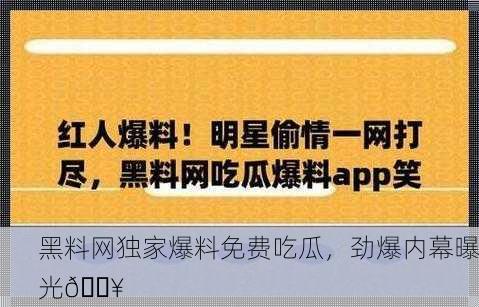 黑料网独家爆料免费吃瓜，劲爆内幕曝光🔥