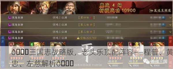 🚀三国志战略版，老头乐顶配阵容——程普、黄忠、左慈解析🚀