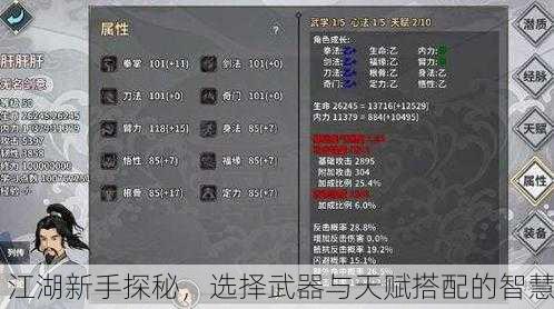 江湖新手探秘，选择武器与天赋搭配的智慧