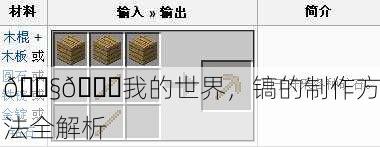 🔧💎我的世界，镐的制作方法全解析