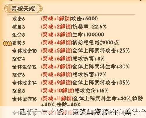 武将升星之路，策略与资源的完美结合