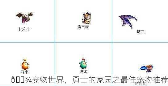 🐾宠物世界，勇士的家园之最佳宠物推荐