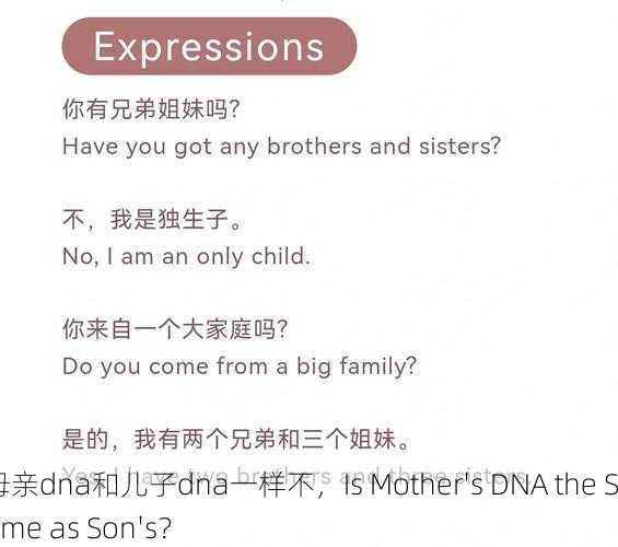 母亲dna和儿子dna一样不，Is Mother's DNA the Same as Son's？