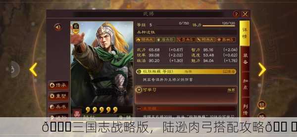 🚀三国志战略版，陆逊肉弓搭配攻略🛠️