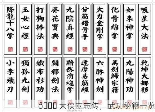 📖 大侠立志传，武功秘籍一览