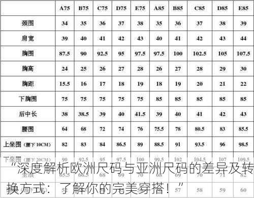 “深度解析欧洲尺码与亚洲尺码的差异及转换方式：了解你的完美穿搭！”