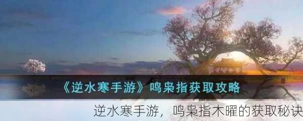 逆水寒手游，鸣枭指木曜的获取秘诀