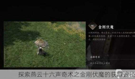 探索燕云十六声奇术之金刚伏魔的获取途径