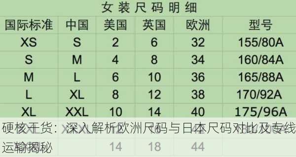 硬核干货：深入解析欧洲尺码与日本尺码对比及专线运输揭秘