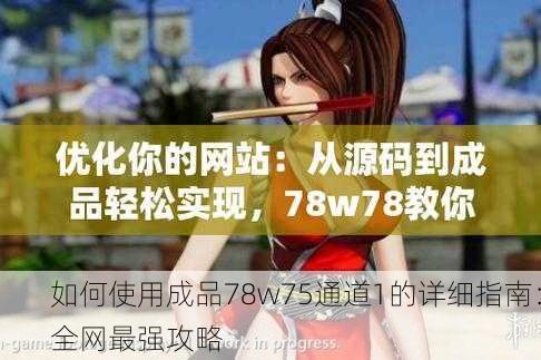 如何使用成品78w75通道1的详细指南：全网最强攻略