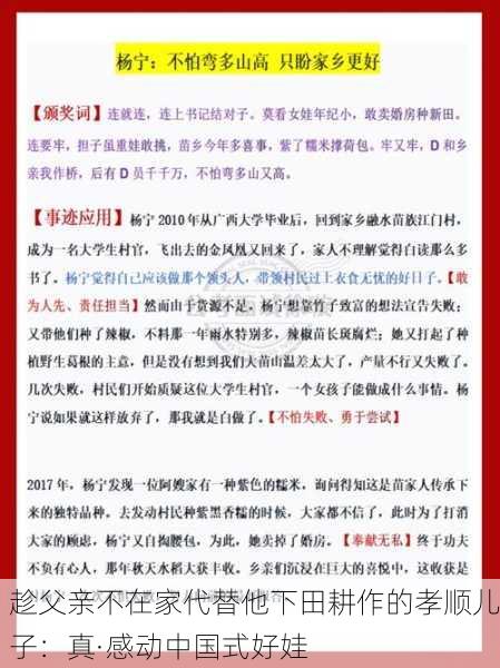 趁父亲不在家代替他下田耕作的孝顺儿子：真·感动中国式好娃