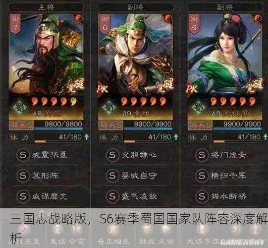 三国志战略版，S6赛季蜀国国家队阵容深度解析