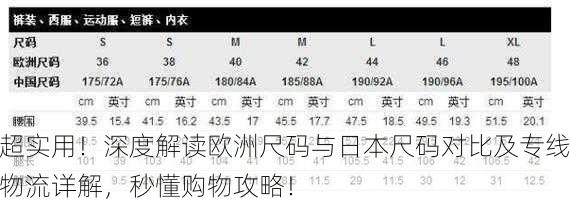 超实用！深度解读欧洲尺码与日本尺码对比及专线物流详解，秒懂购物攻略！