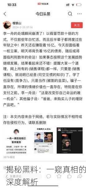 揭秘黑料：一窥真相的深度解析