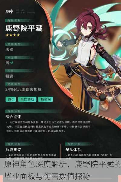 原神角色深度解析，鹿野院平藏的毕业面板与伤害数值探秘