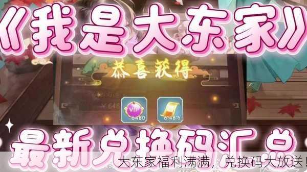大东家福利满满，兑换码大放送！