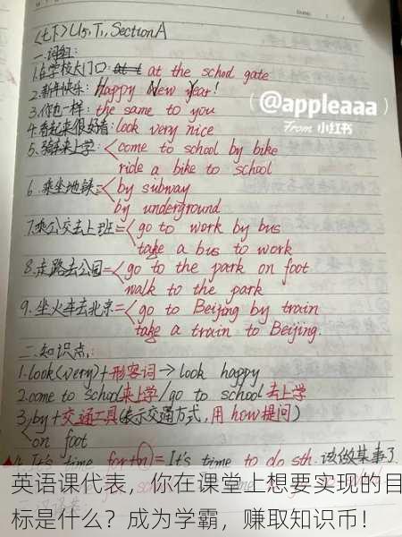 英语课代表，你在课堂上想要实现的目标是什么？成为学霸，赚取知识币！