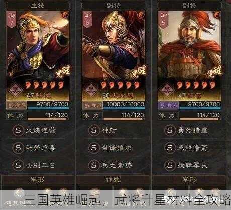 三国英雄崛起，武将升星材料全攻略