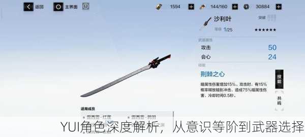 YUI角色深度解析，从意识等阶到武器选择