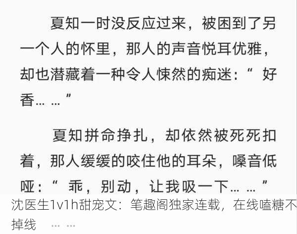 沈医生1v1h甜宠文：笔趣阁独家连载，在线嗑糖不掉线