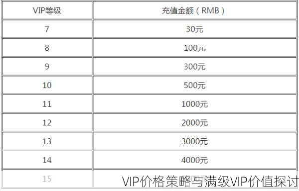 VIP价格策略与满级VIP价值探讨