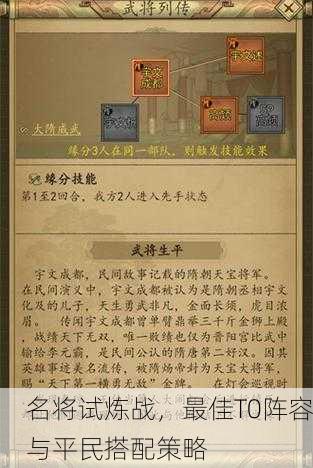 名将试炼战，最佳T0阵容与平民搭配策略