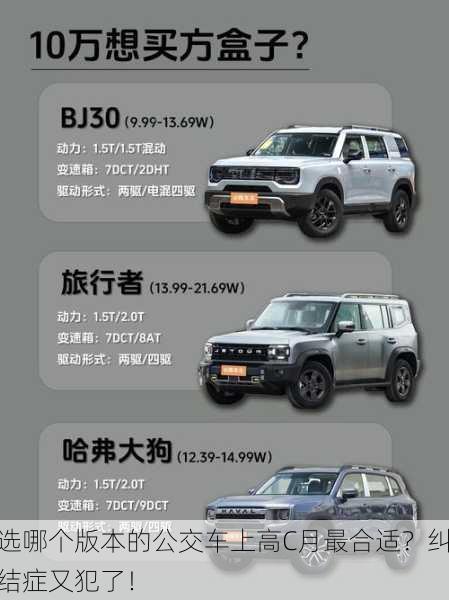 选哪个版本的公交车上高C月最合适？纠结症又犯了！
