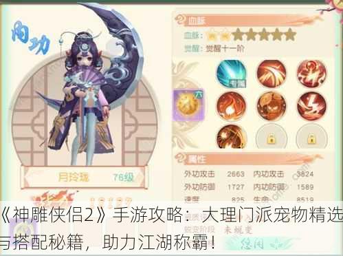 《神雕侠侣2》手游攻略：大理门派宠物精选与搭配秘籍，助力江湖称霸！