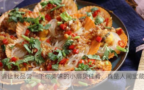 请让我品尝一下你美味的小扇贝佳肴，真是人间宝藏！