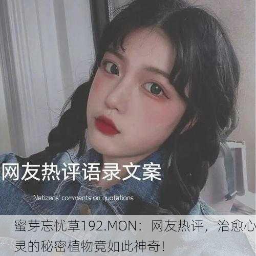 蜜芽忘忧草192.MON：网友热评，治愈心灵的秘密植物竟如此神奇！