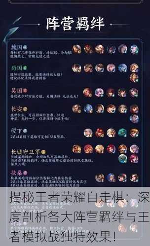 揭秘王者荣耀自走棋：深度剖析各大阵营羁绊与王者模拟战独特效果！