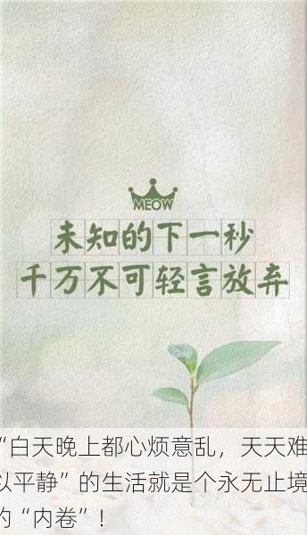 “白天晚上都心烦意乱，天天难以平静”的生活就是个永无止境的“内卷”！