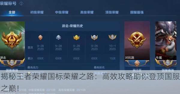 揭秘王者荣耀国标荣耀之路：高效攻略助你登顶国服之巅！