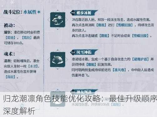 归龙潮凛角色技能优化攻略：最佳升级顺序深度解析