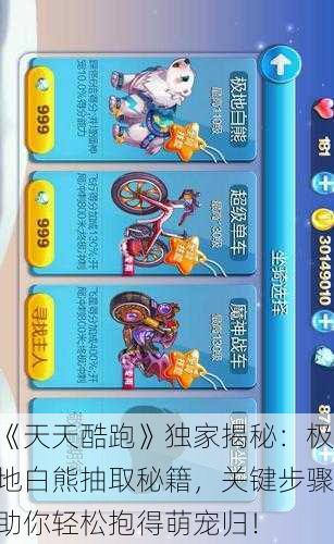 《天天酷跑》独家揭秘：极地白熊抽取秘籍，关键步骤助你轻松抱得萌宠归！