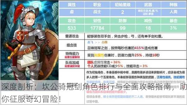 深度剖析：坎公骑冠剑角色排行与全面攻略指南，助你征服奇幻冒险！