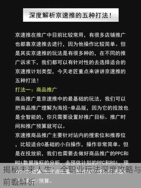揭秘未来人生：全职业玩法深度攻略与前瞻解析