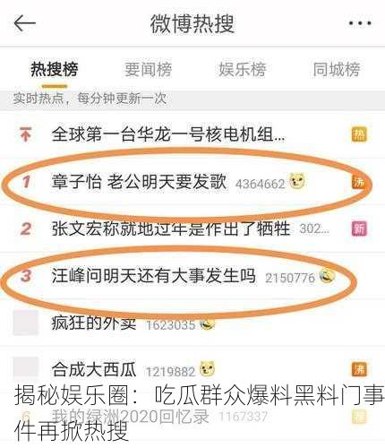 揭秘娱乐圈：吃瓜群众爆料黑料门事件再掀热搜