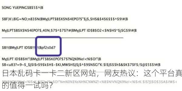 日本乱码卡一卡二新区网站，网友热议：这个平台真的值得一试吗？