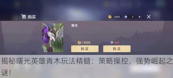 揭秘曙光英雄青木玩法精髓：策略操控，强势崛起之谜！