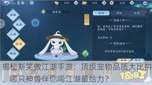 揭秘新笑傲江湖手游：顶级宠物品质大比拼，哪只神兽伴你闯江湖最给力？