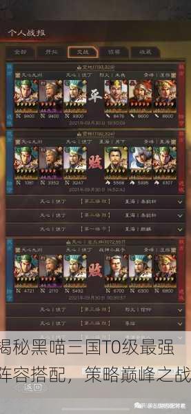 揭秘黑喵三国T0级最强阵容搭配，策略巅峰之战！